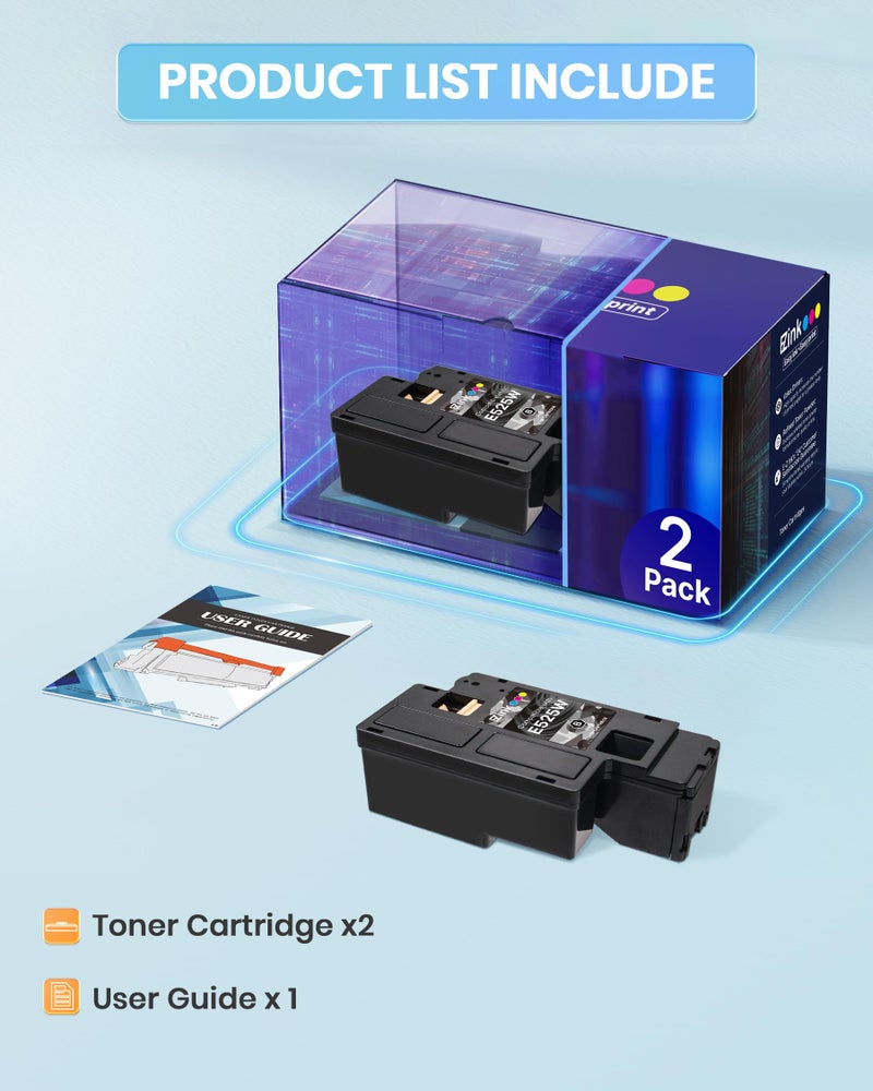 E-Z Ink (Compatible Toner Cartridge Replacement for Dell E525W E525 525w to use with E525w Wireless Color Printer for 593-BBJX (Black, 2 Pack) - Image 4
